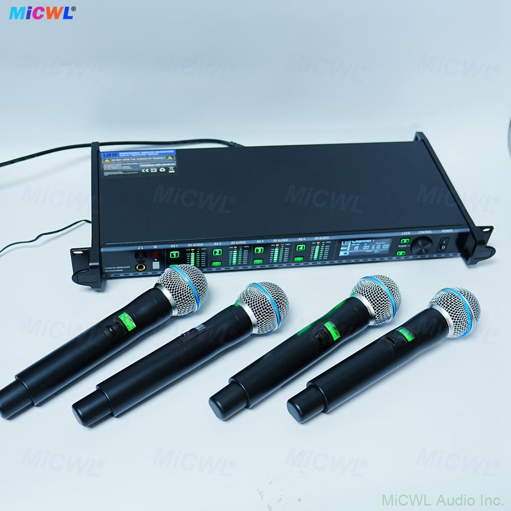 AD4Q 4-Channel Digital UHF Wireless Microphone System with 4× KSM8 Handheld Mics Kits