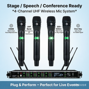 Pro 4x KSM8 400 Channel UHF Digital Wireless Microphone System 500m Range