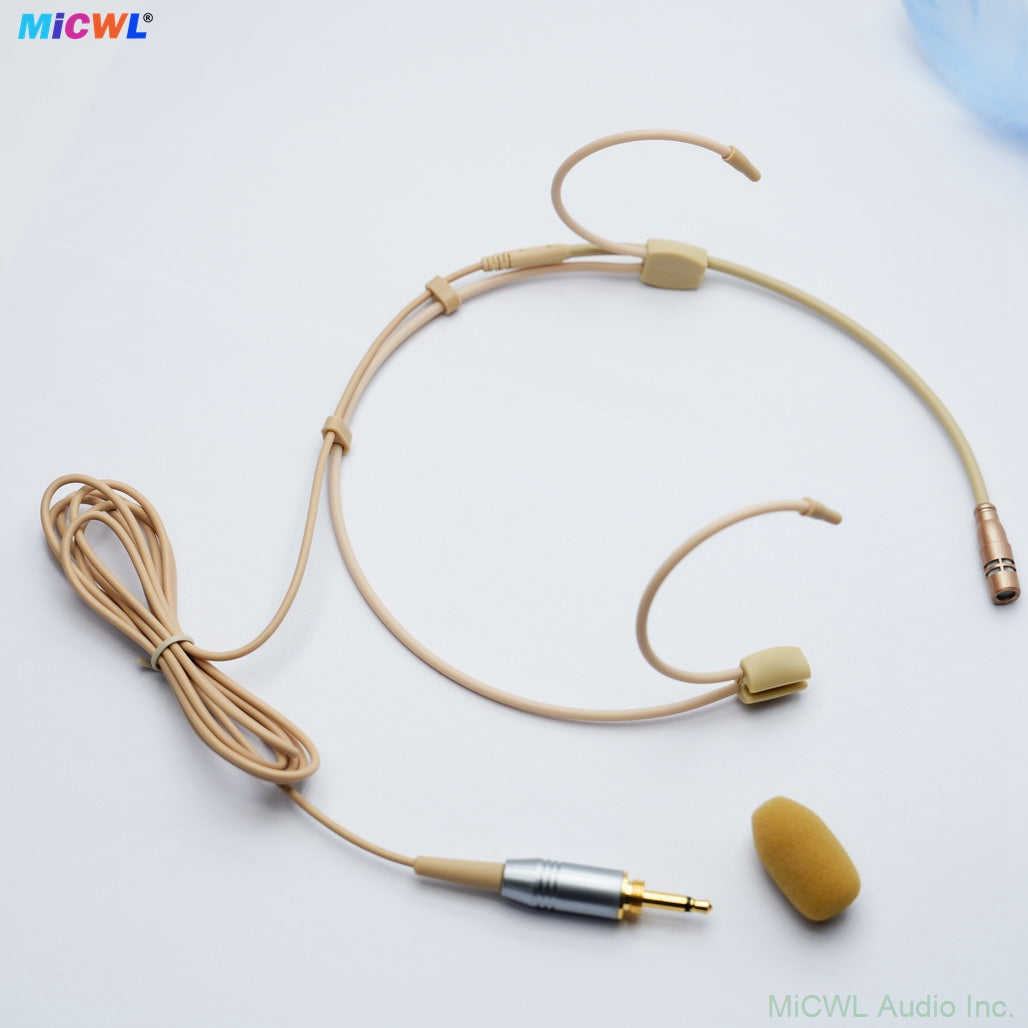 DH60 Beige Cardioid Headset Microphone for Shure Sennheiser MiPro TA4F TA3F Wireless Bodypacks & 3.5mm PC