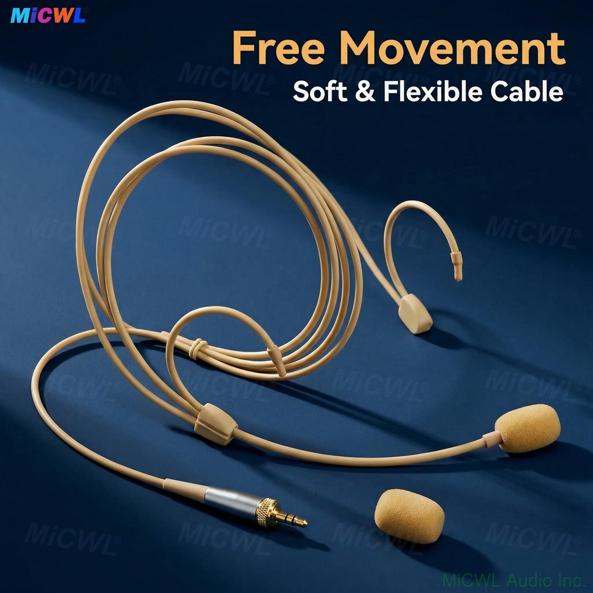 DH60 Beige Cardioid Headset Microphone for Shure Sennheiser MiPro TA4F TA3F Wireless Bodypacks & 3.5mm PC
