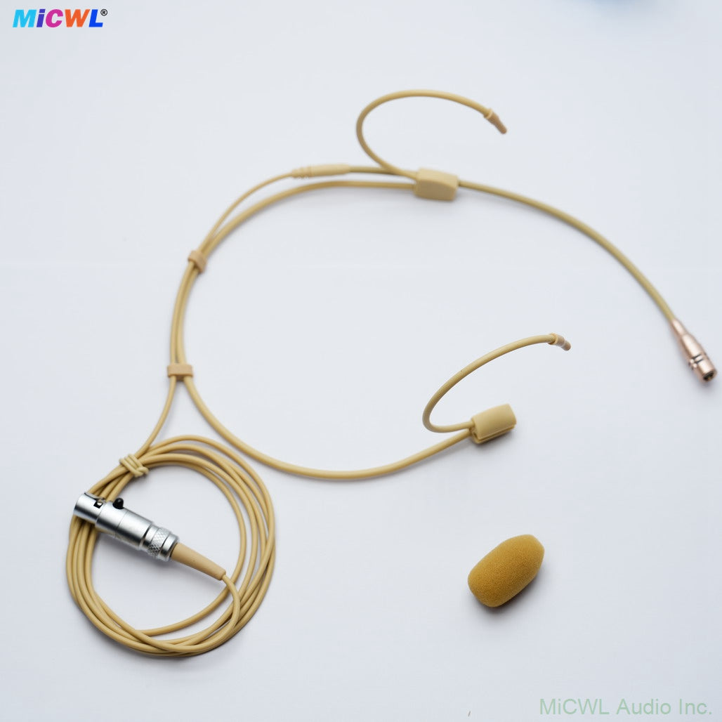 DH60 Beige Cardioid Headset Microphone for Shure Sennheiser MiPro TA4F TA3F Wireless Bodypacks & 3.5mm PC