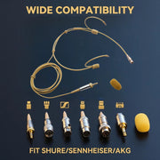 DH60 Beige Cardioid Headset Microphone for Shure Sennheiser MiPro TA4F TA3F Wireless Bodypacks & 3.5mm PC