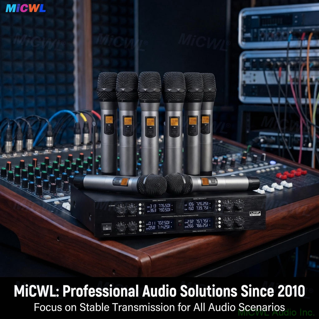 MiCWL D3800 8-Channel Wireless Handheld Microphone System - 1-to-8 Metal Mics