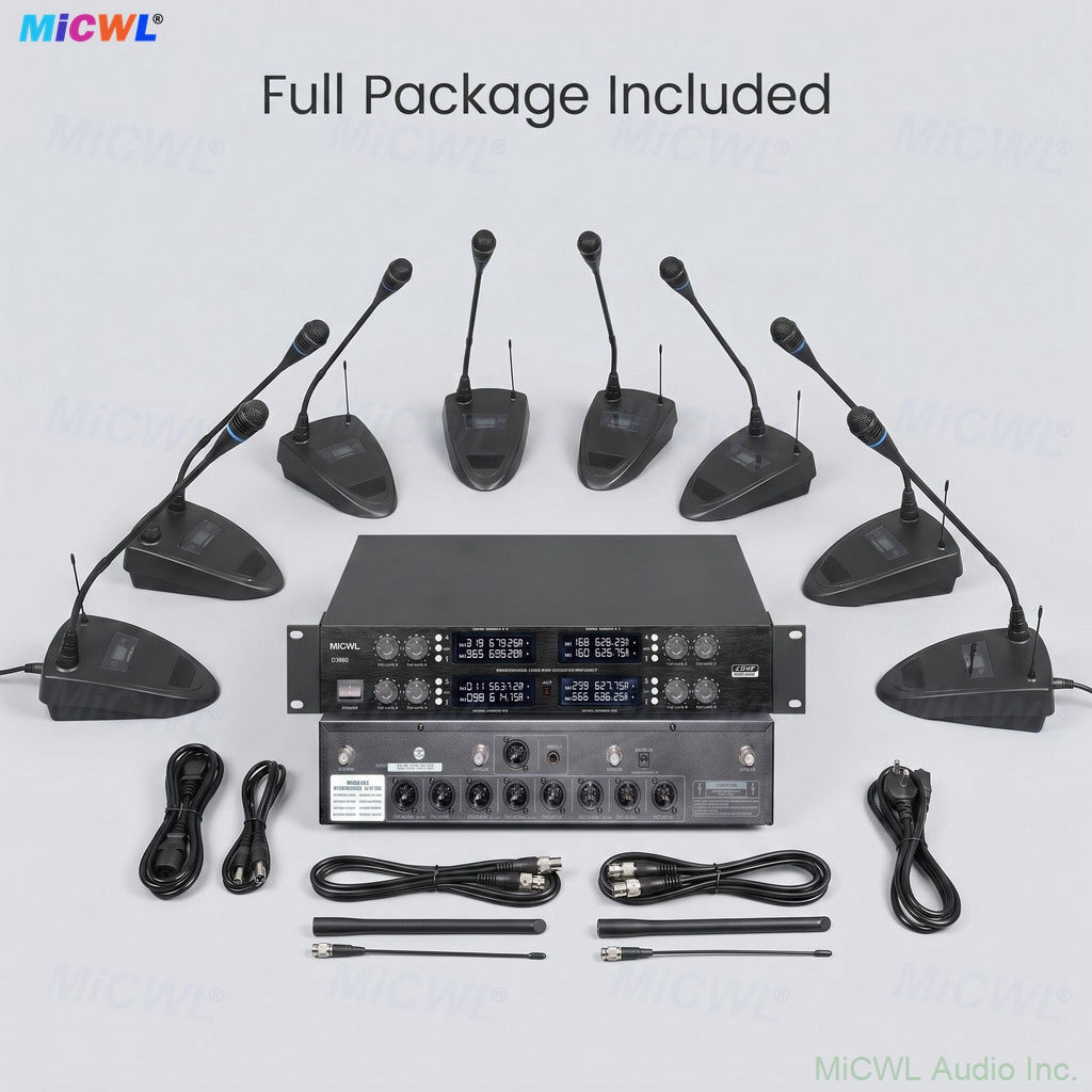 Pro 8-Channel Gooseneck Wireless Conference Gooseneck Mic System MiCWL D3880