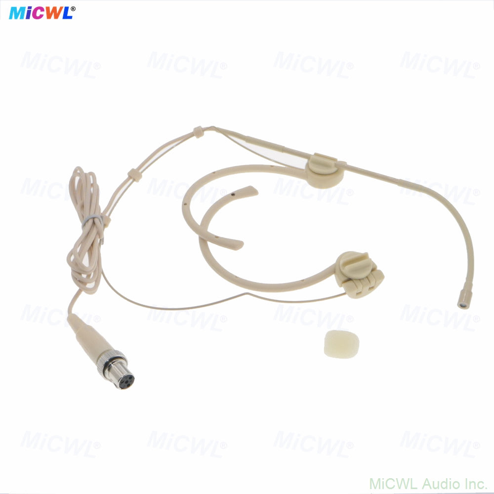 MiCWL OM12 Foldable Dual Ear-Hook Headset Microphone for MiPro TA4F Lock Wireless