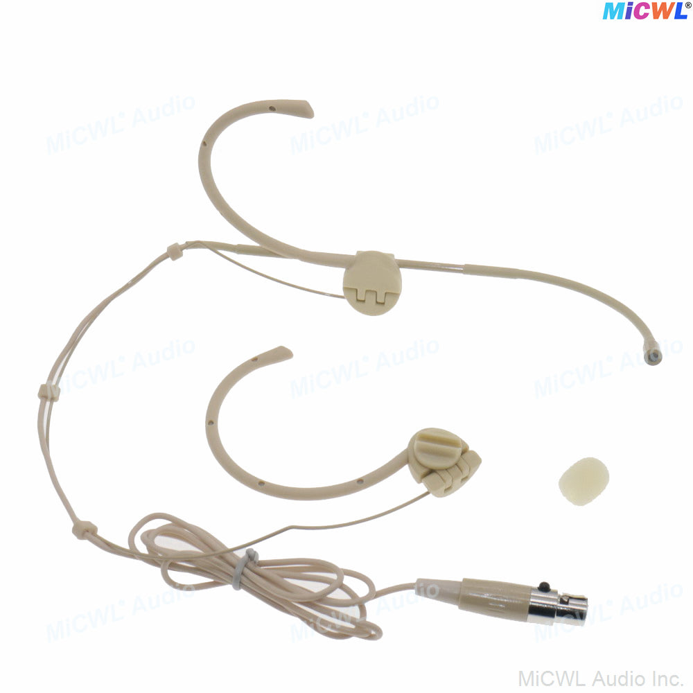 MiCWL OM12 Foldable Dual Ear-Hook Headset Microphone for AKG Samson TA3F Wireless