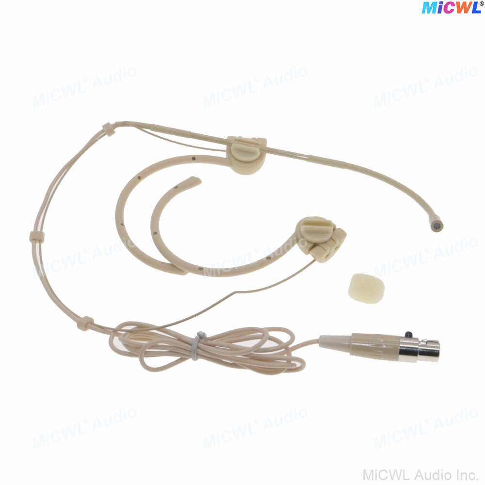 MiCWL OM12 Foldable Dual Ear-Hook Headset Microphone for Shure TA4F Wireless