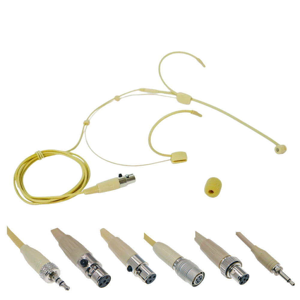 OM68 Beige Cardioid Headset Mic Microphone for Shure/Sennheiser/AKG/ PC BodyPack Wireless 6 Plug Option