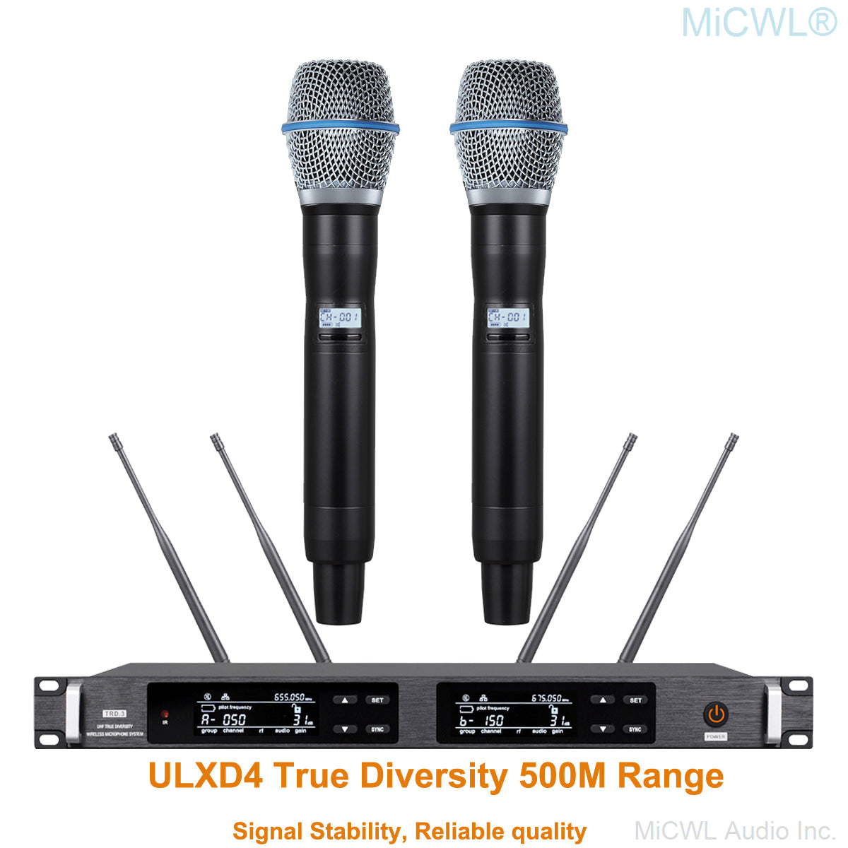 ULXD4D Beta87 Condenser Dual-Channel UHF Digital Wireless Microphone System with 2× Beta87a Handhelds