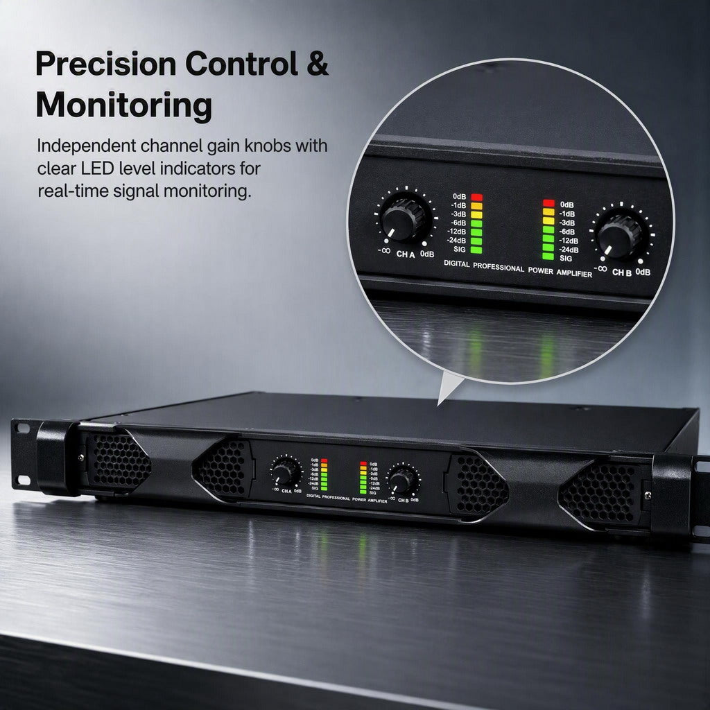 MiCWL PX10 Dual Channel 4000W Digital Power Amplifier 1U Rack 2x1000W 8Ohms