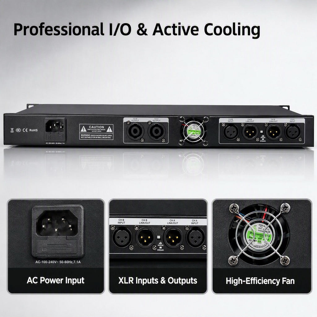 MiCWL PX10 Dual Channel 4000W Digital Power Amplifier 1U Rack 2x1000W 8Ohms