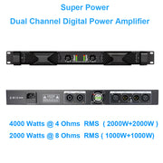 MiCWL PX10 Dual Channel 4000W Digital Power Amplifier 1U Rack 2x1000W 8Ohms