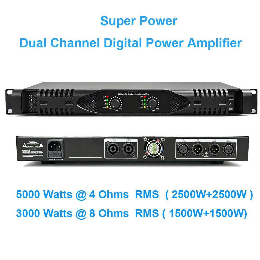 PX10 5000W 2 Channel High Power Digital Amplifier 8Ω 1500watts x 2 Stage Drive Speaker Subwoofer