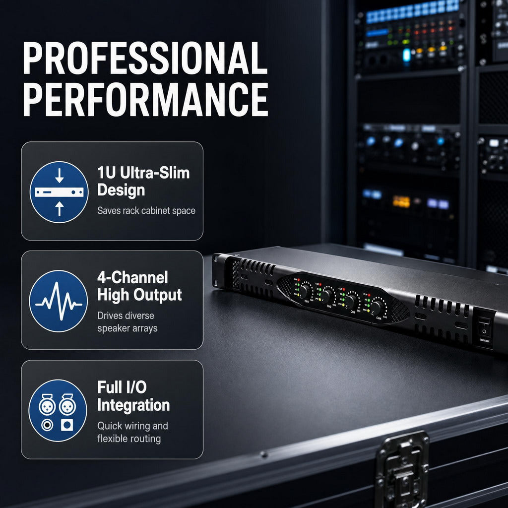 PX40 8000W 4-Channel Digital Pro Power Amplifier 1U 4x1500W
