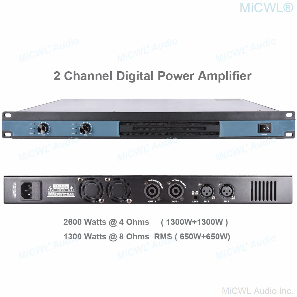 CA6200 2600W 2-Channel Digital Pro Amplifier 1U Rack