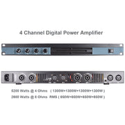CA-6400W Pro 4-Channel Digital Power Amplifier 5200W Drive 4 Speaker