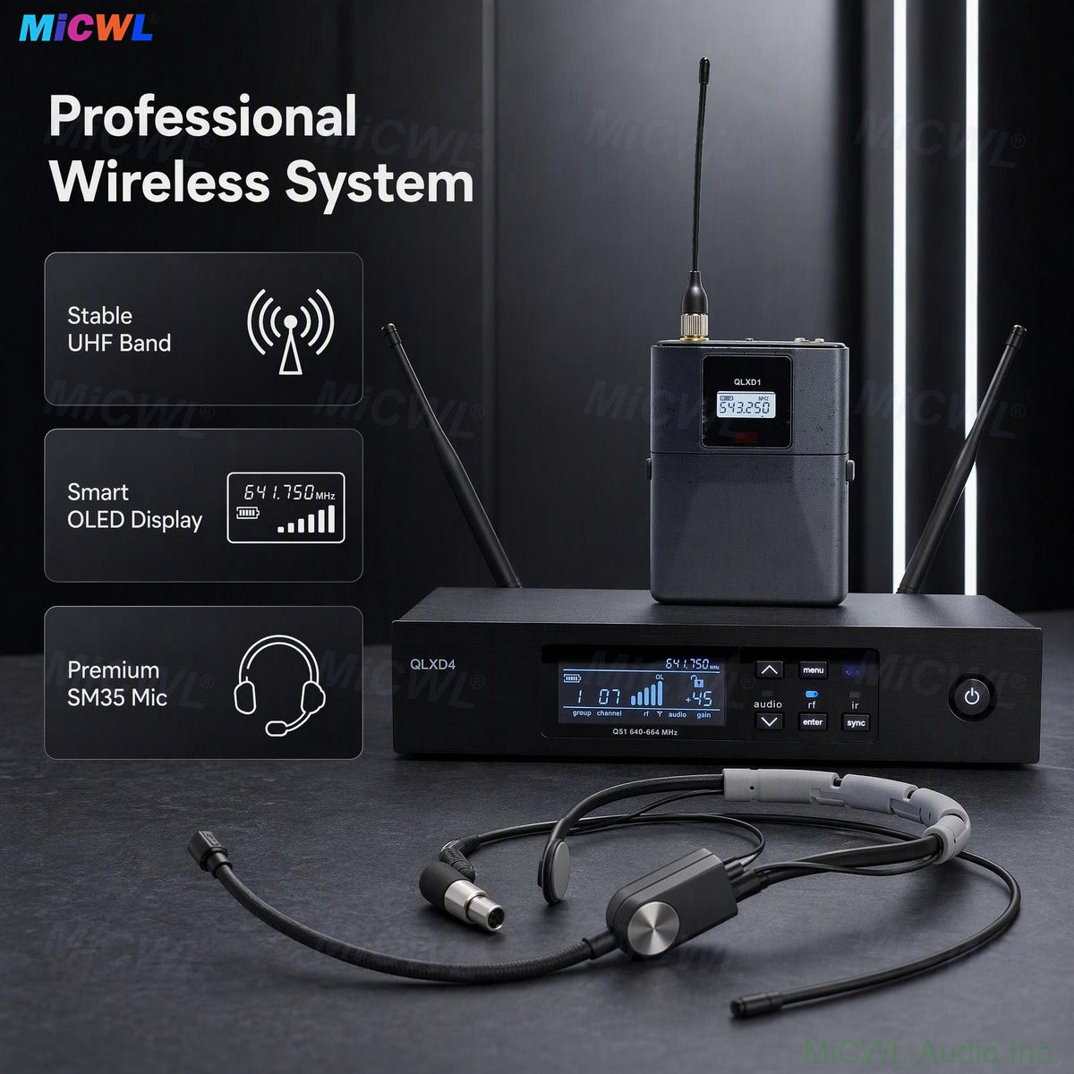 Best SM35 HeadMic UHF Wireless Headset Microphone QLXD System SM-35 Sweatproof Gymnasium Stage