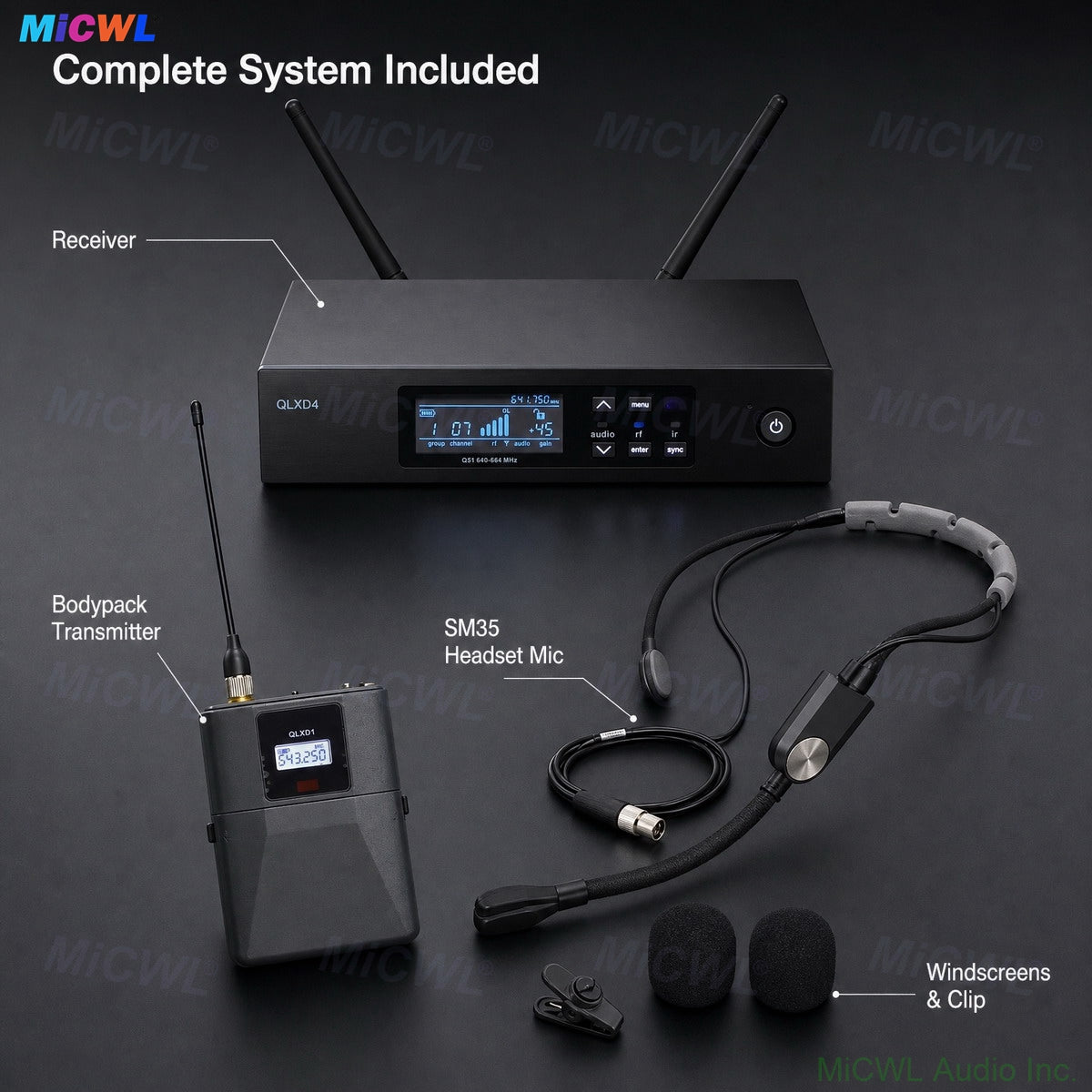 Best SM35 HeadMic UHF Wireless Headset Microphone QLXD System SM-35 Sweatproof Gymnasium Stage