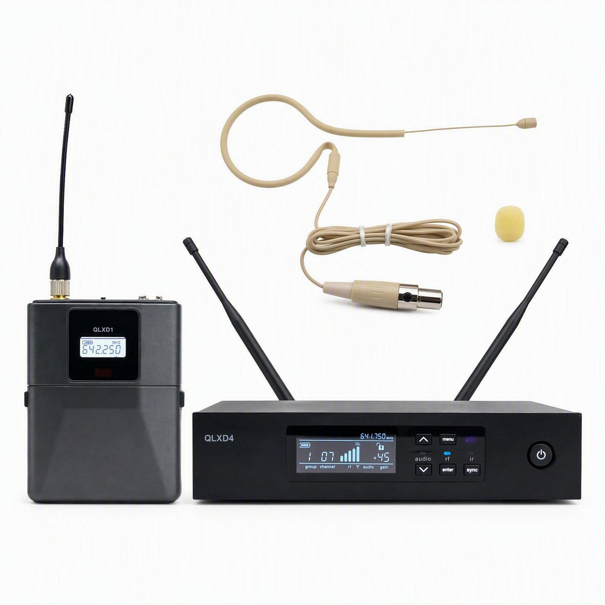 QLXD14 Wireless Beige Headset Microphone System B20 Omnidirectional Earset BeltPack