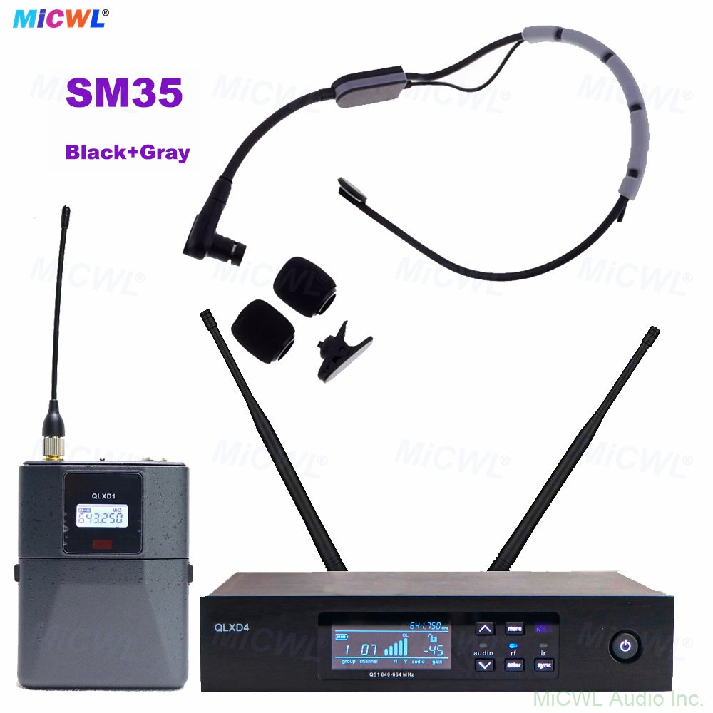 Best SM35 HeadMic UHF Wireless Headset Microphone QLXD System SM-35 Sweatproof Gymnasium Stage