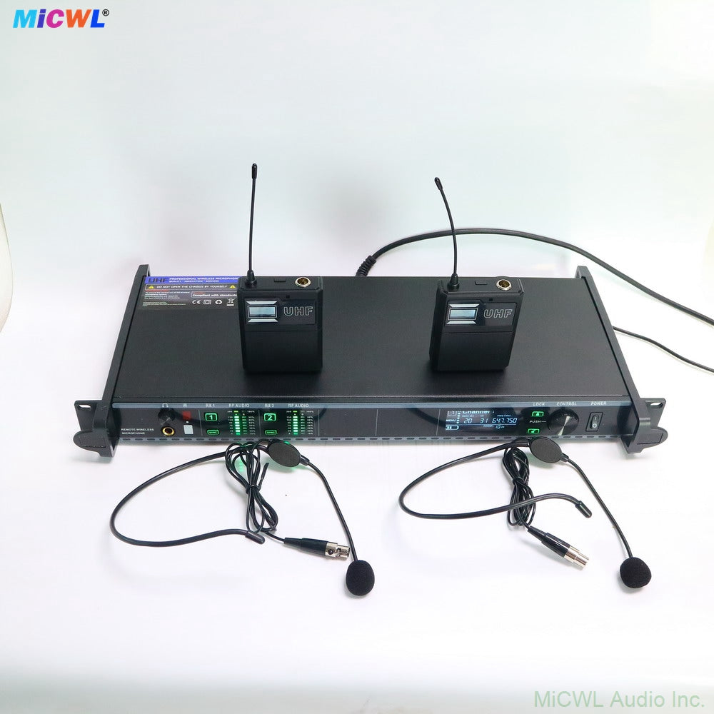 AD4D Dual-Channel UHF Digital Wireless Headset System with Bodypack Transmitters (Black)