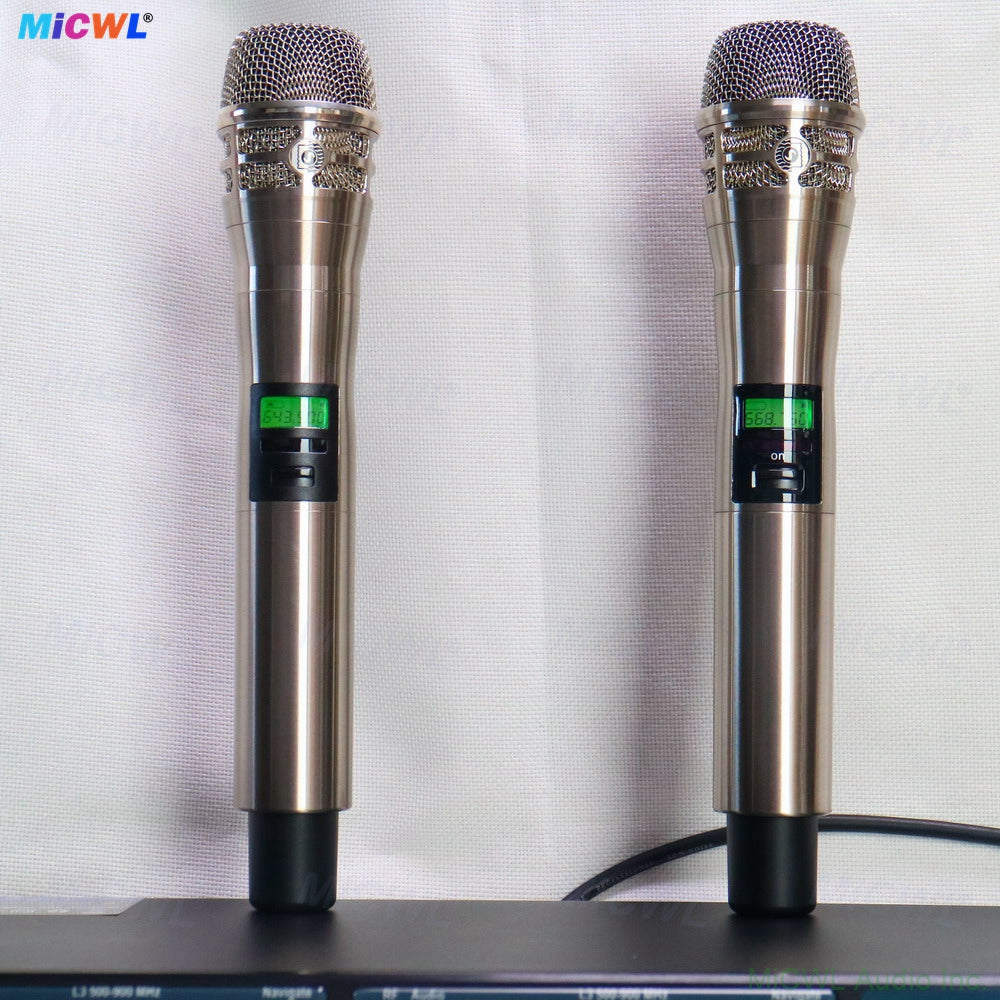 AD4D-II Dual-Channel UHF Digital Wireless Microphone System – 2× Silver KSM8 Metal Handheld Mics, 1U Rack Receiver, Encrypted Transmission