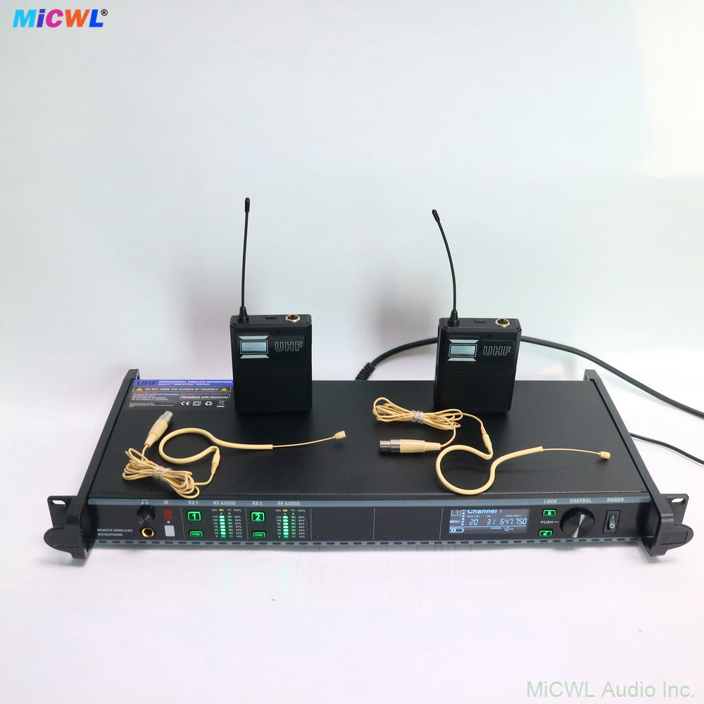AD4D Dual-Channel UHF Digital Wireless MX153 Beige Earset System with Bodypack Transmitters