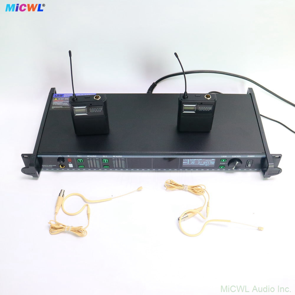AD4D Dual-Channel UHF Digital Wireless MX153 Beige Earset System with Bodypack Transmitters