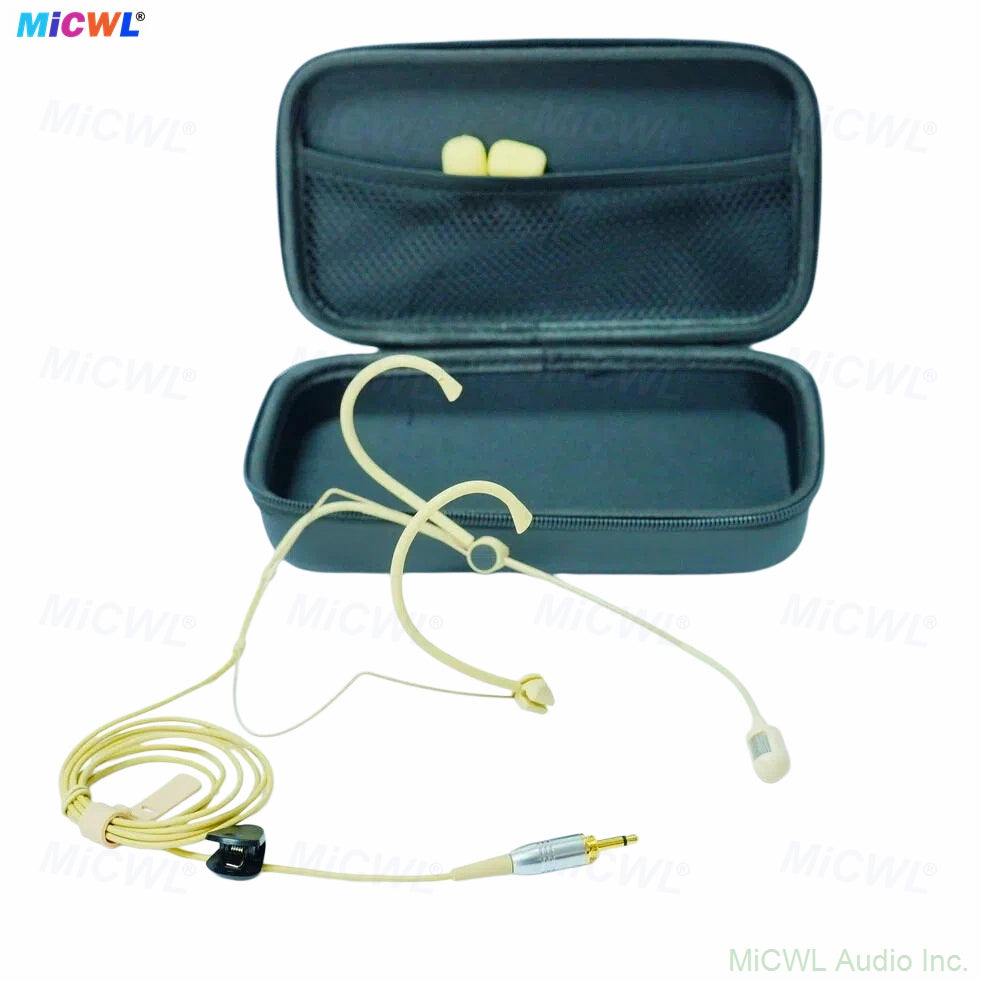 MiCWL S630 Cardioid Beige Headset Microphone – 3.5mm Lock Mono Connector for Wireless Bodypack & Computer