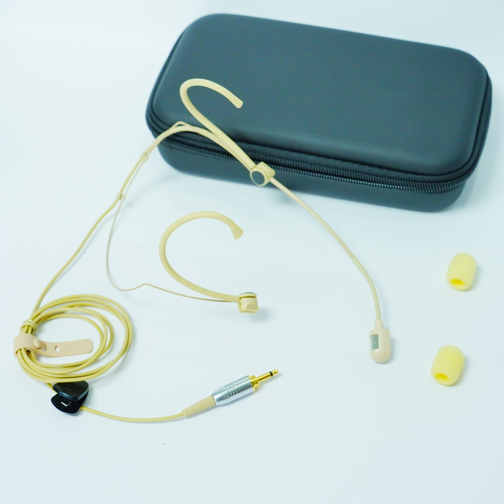 MiCWL S630 Cardioid Beige Headset Microphone – 3.5mm Lock Mono Connector for Wireless Bodypack & Computer