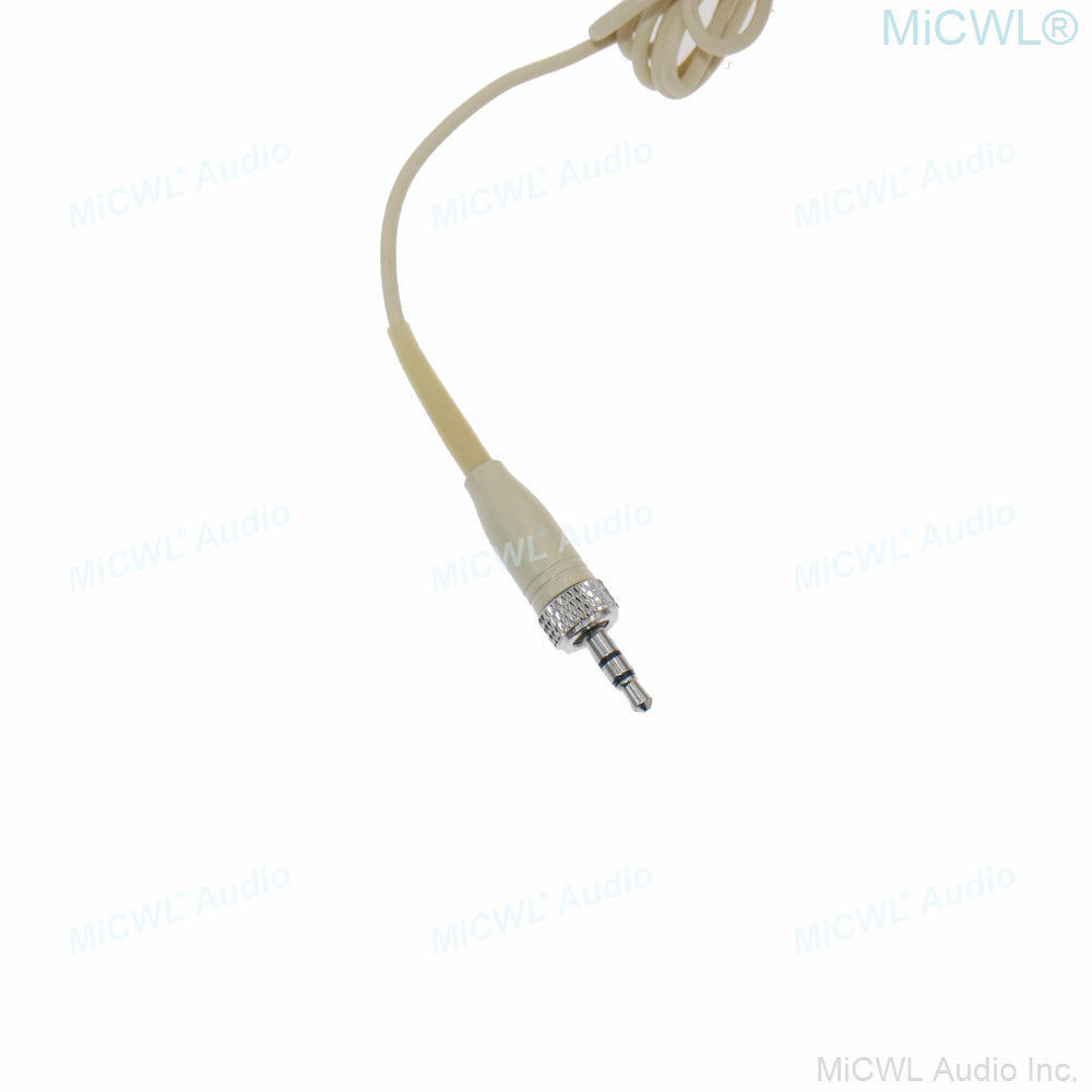 MiCWL B40 Beige Dual Ear-Hook Headset Microphone for Sennheiser 3.5mm Lock Transmitters