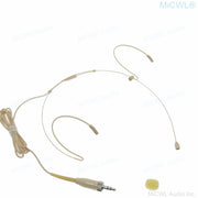 MiCWL B40 Beige Dual Ear-Hook Headset Microphone for Sennheiser 3.5mm Lock Transmitters