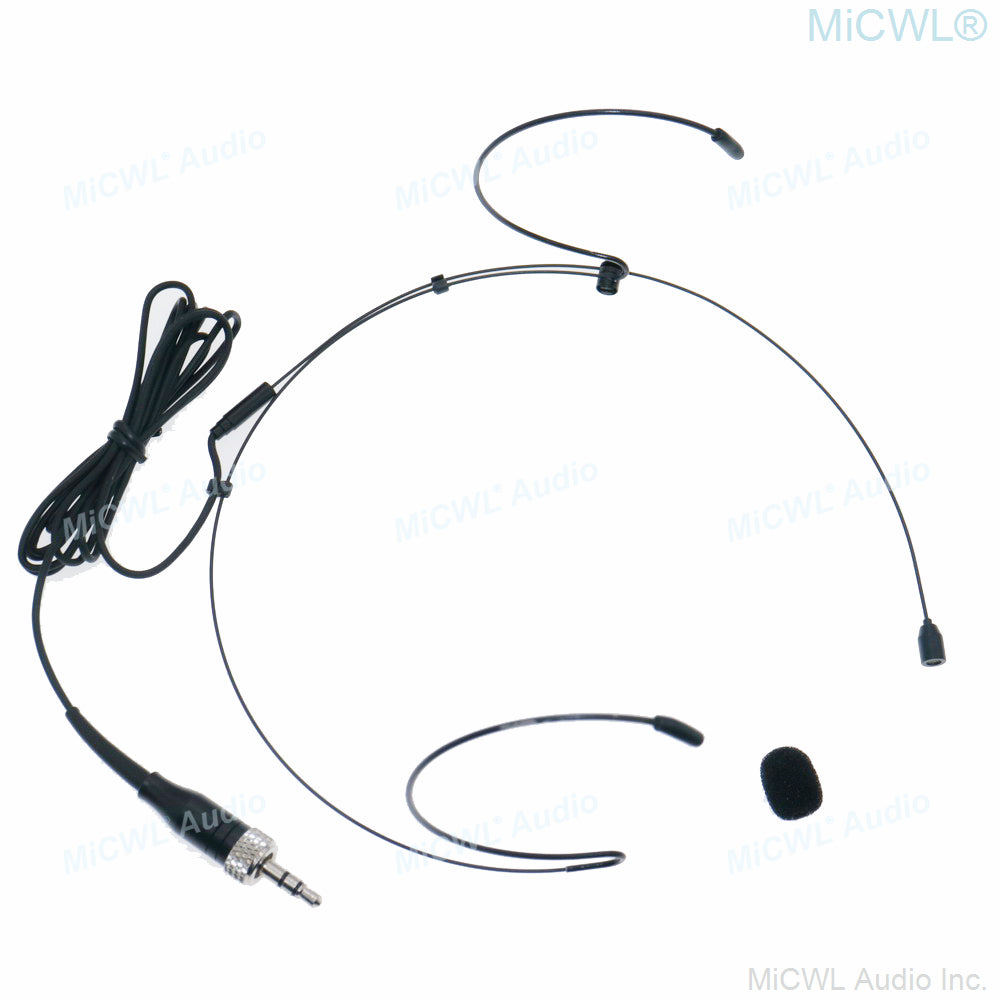 MiCWL B40 Black Double Ear Headset Microphone for Sennheiser Wireless Transmitters 3.5mm Stereo Lock
