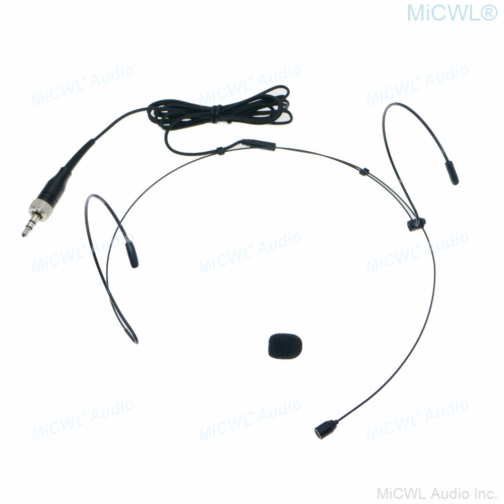 MiCWL B40 Black Double Ear Headset Microphone for Sennheiser Wireless Transmitters 3.5mm Stereo Lock
