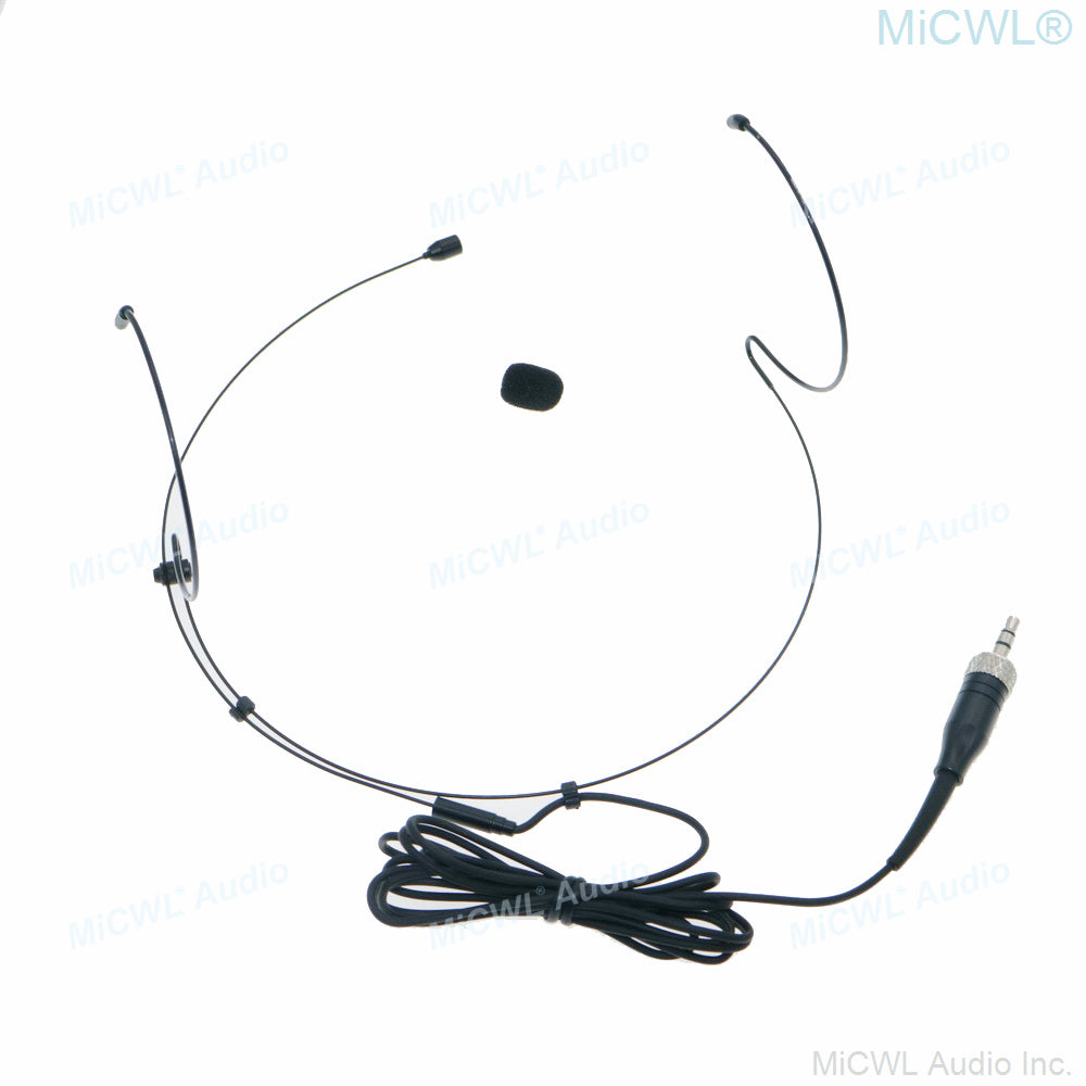 MiCWL B40 Black Double Ear Headset Microphone for Sennheiser Wireless Transmitters 3.5mm Stereo Lock