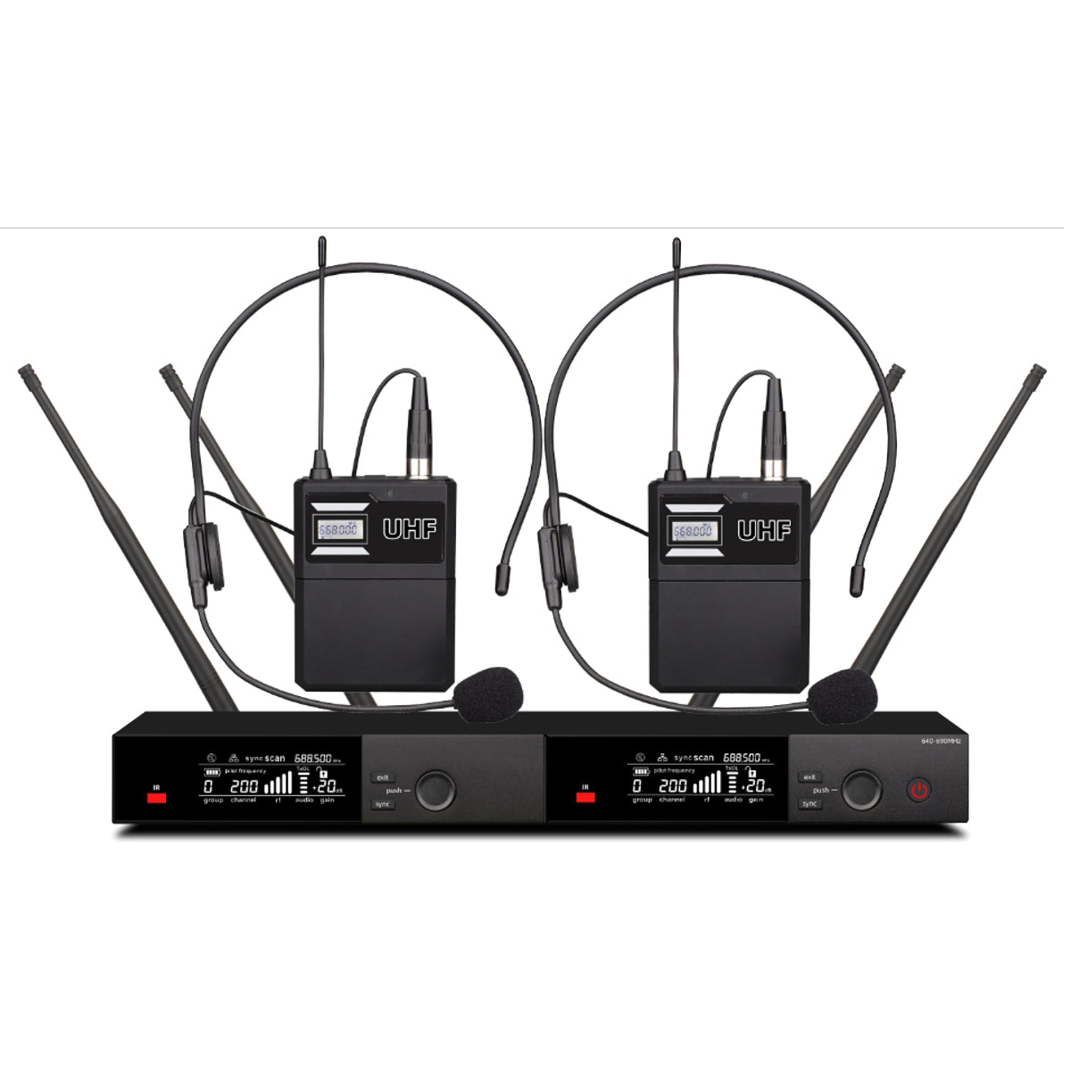 SLXD24D Dual-Channel UHF Digital Wireless System with 2 Bodypack Transmitters & 2 Headsets