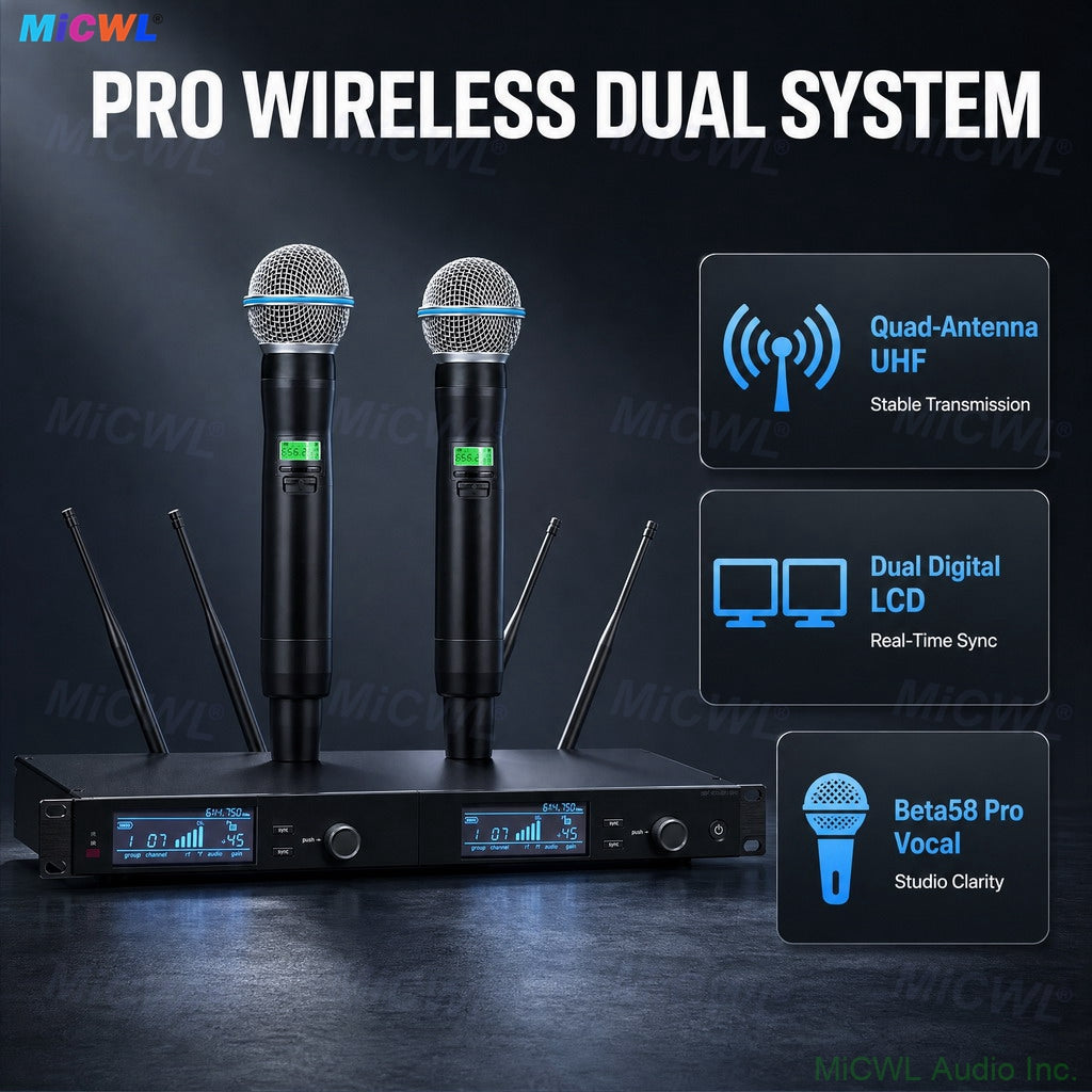 High Quality SLXD4D 2-Channel UHF Wireless System Dynamic Metal Microphone SLXD2 Beta58 Handheld Cordless MIC System