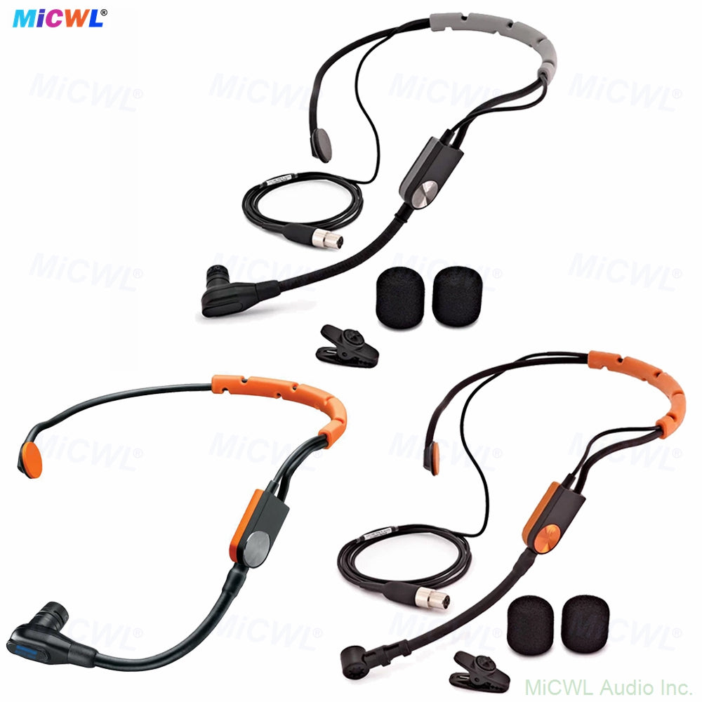 Premium SM31/SM35 Cardioid Headset Mic TA4F for Shure Wireless - 3 Styles Orange-Black