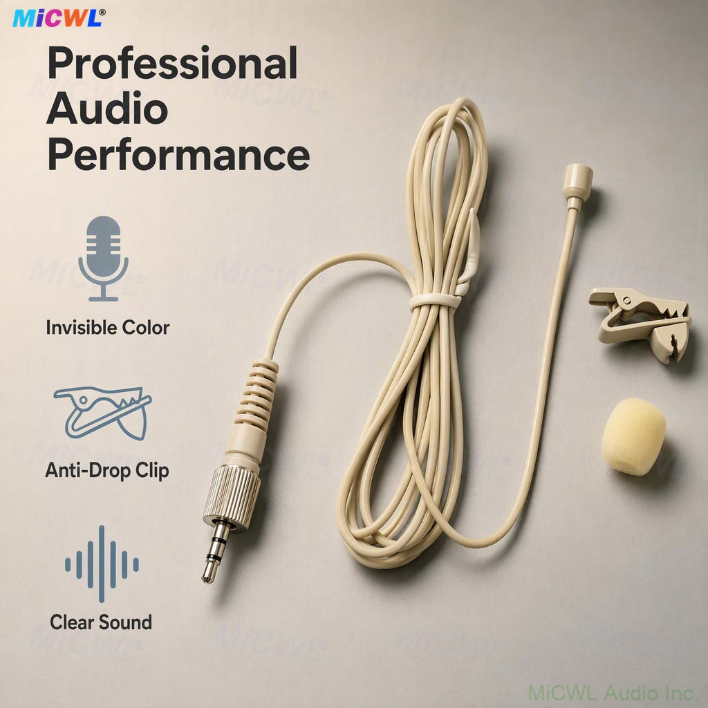 TL35 Beige Omnidirectional Lavalier Mic for Shure/Sennheiser/AKG/MIPRO Wireless BodyPack