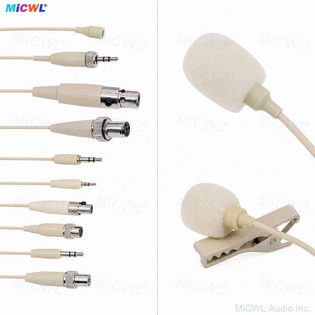 TL35 Beige Omnidirectional Lavalier Mic for Shure/Sennheiser/AKG/MIPRO Wireless BodyPack