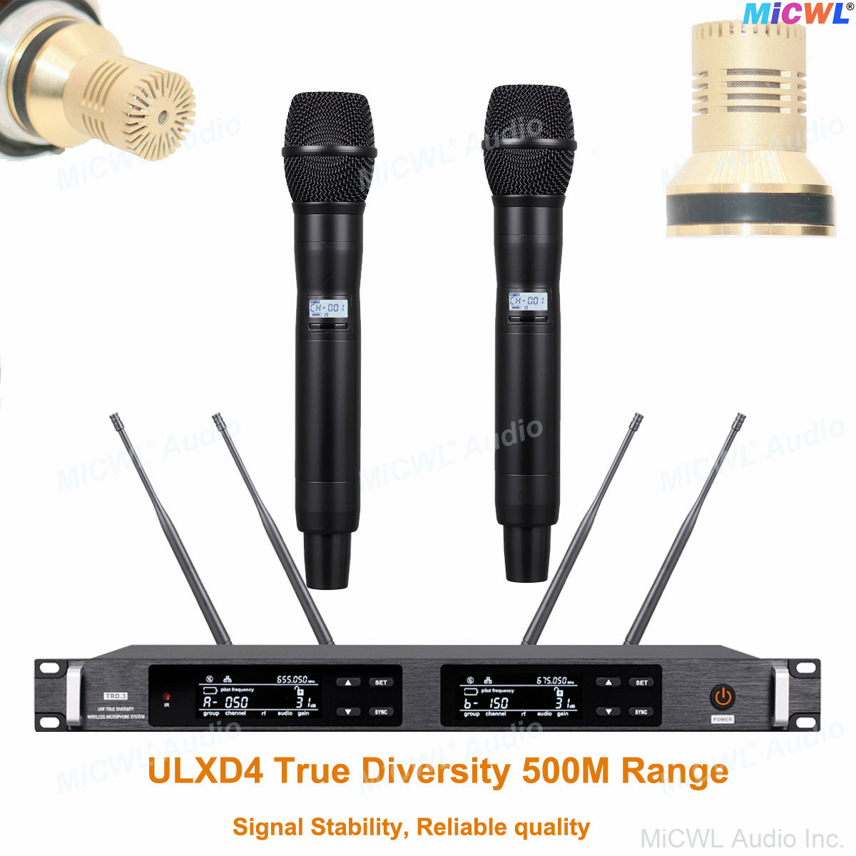ULXD4D Dual-Channel UHF Digital Wireless Microphone System – 2× KSM9 Gold Capsule Handhelds