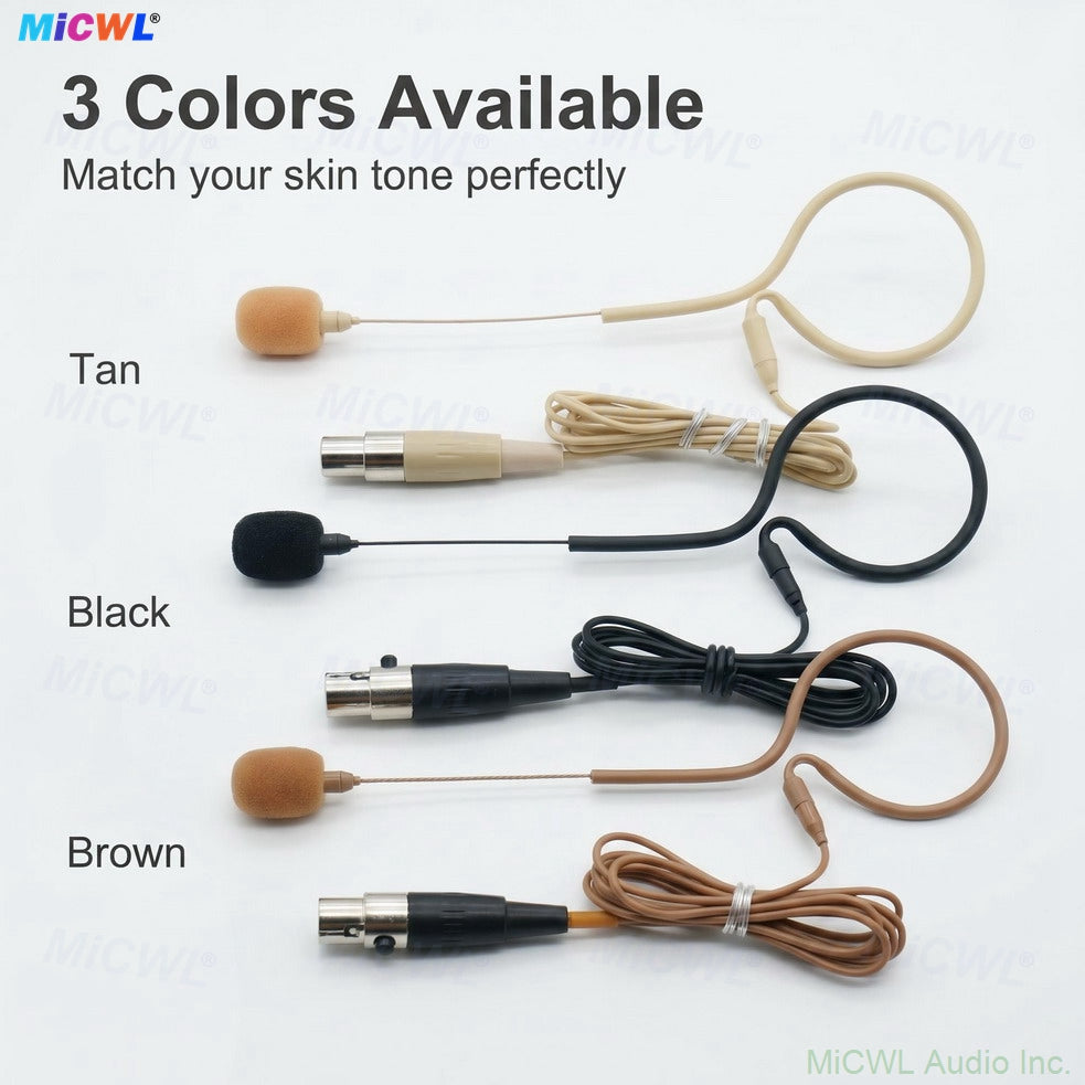 MX153 Omnidirectional Headset Microphone TA4F for Shure Wireless Transmitter - 3 Skin Tones Earset Mic