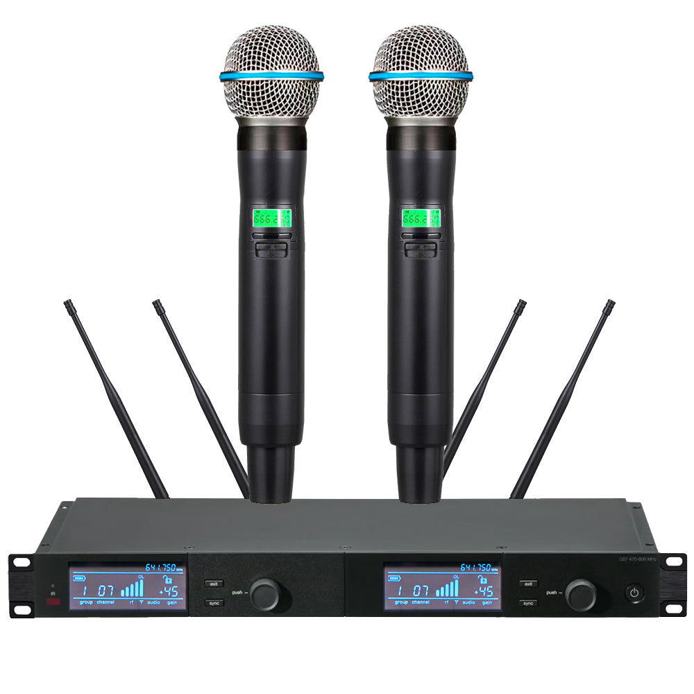 High Quality SLXD4D 2-Channel UHF Wireless System Dynamic Metal Microphone SLXD2 Beta58 Handheld Cordless MIC System