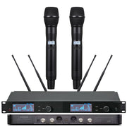 Pro ULXD4D 200 Channel UHF Wireless Microphone System 1 ULXD4D Receiver 2 x KSM9 Handheld Mics 4 Antennas Dual LCD Metal Body