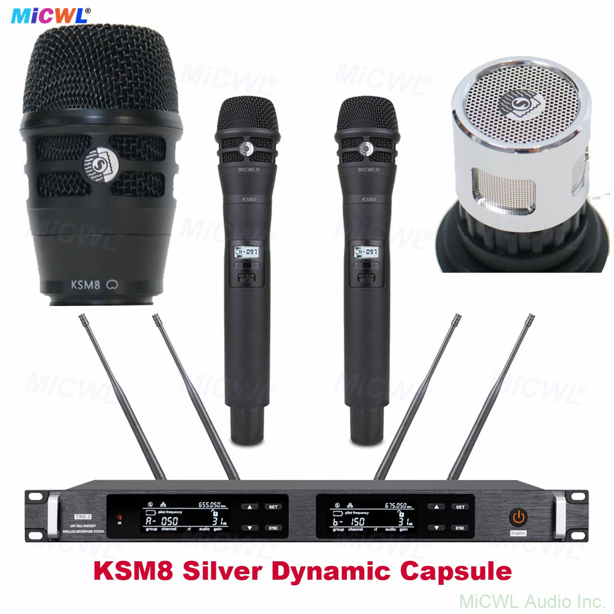 2 x KSM8/KSM9 Silver Capsule Handhelds ULXD4D 2-Channel UHF Digital Wireless Microphone System