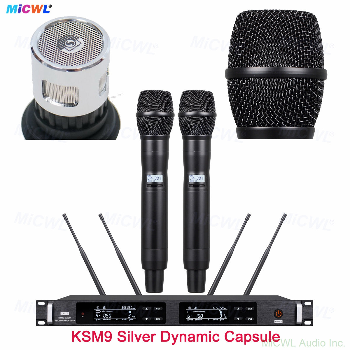 2 x KSM8/KSM9 Silver Capsule Handhelds ULXD4D 2-Channel UHF Digital Wireless Microphone System