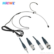 MiCWL B40 Black Double Ear Headset Microphone for Sennheiser Shure AKG Samson MiPro Audio-Technica Wireless with 6 Connector Options