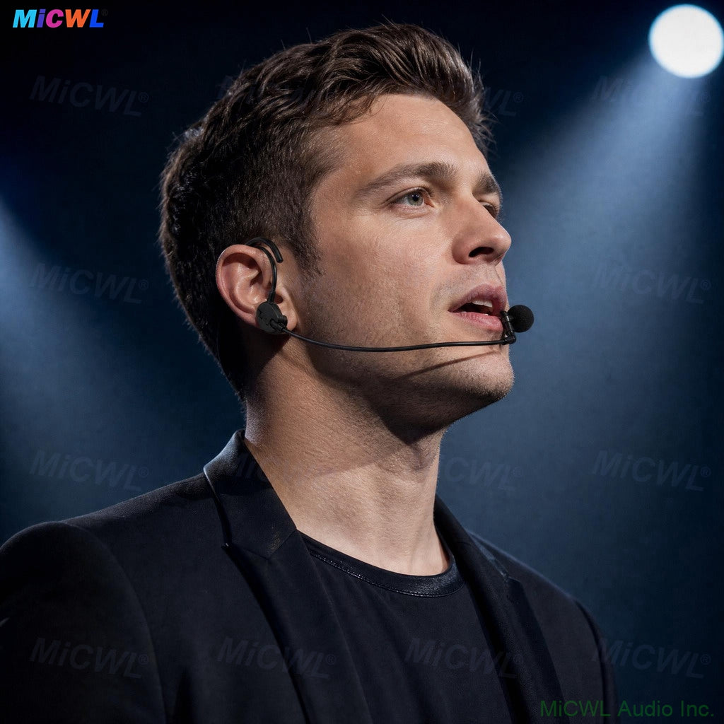 WBH53 Black Foldable Dual-Ear Headset Microphone for Shure Sennheiser AKG MiPro Wireless Bodypacks