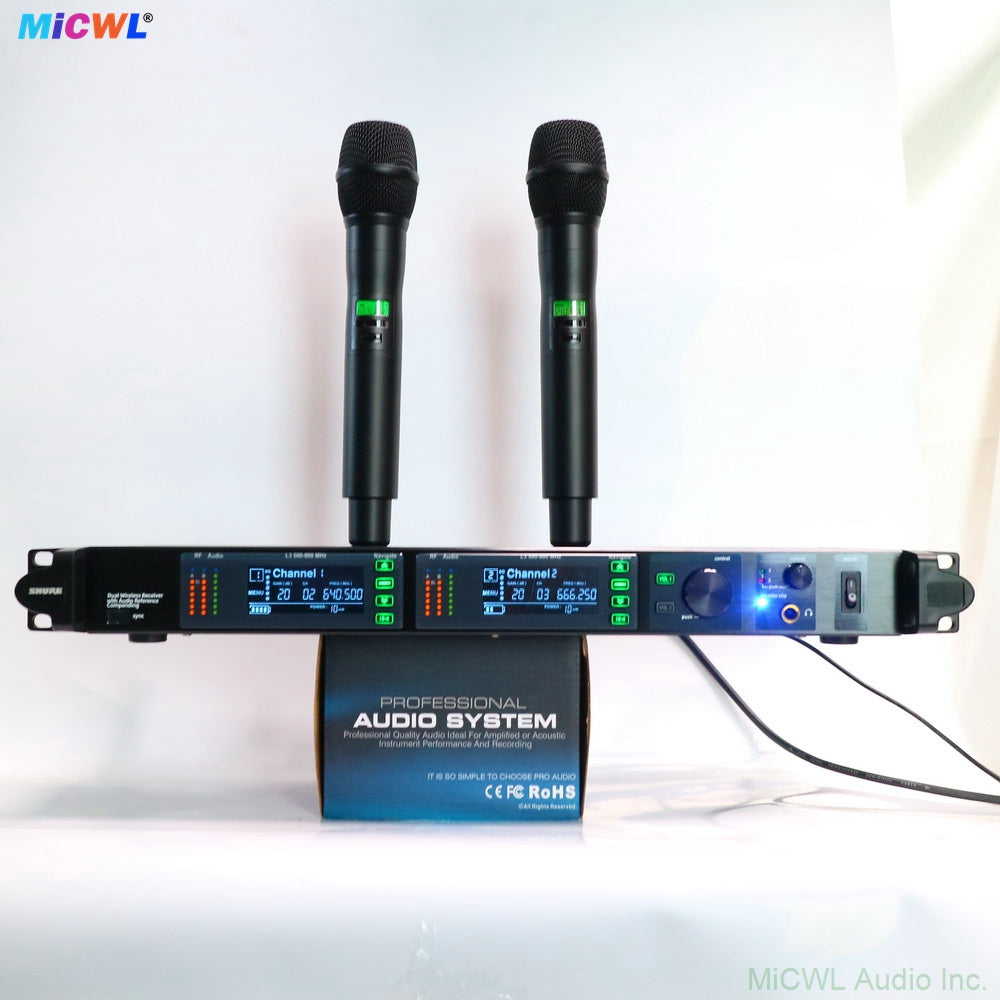 AD4D-II Dual-Channel UHF Digital Wireless Microphone System – 2× KSM9 Metal Handheld Mics, 1U Rack Receiver, Encrypted Transmission