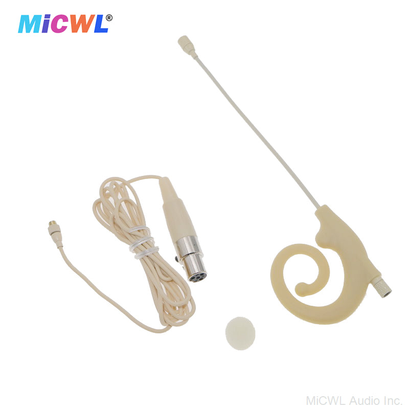 Beta-12 Snail Earset Headset Microphone For Sennheiser Shure AKG Audio-Technica MiPro Wireless BeltPack